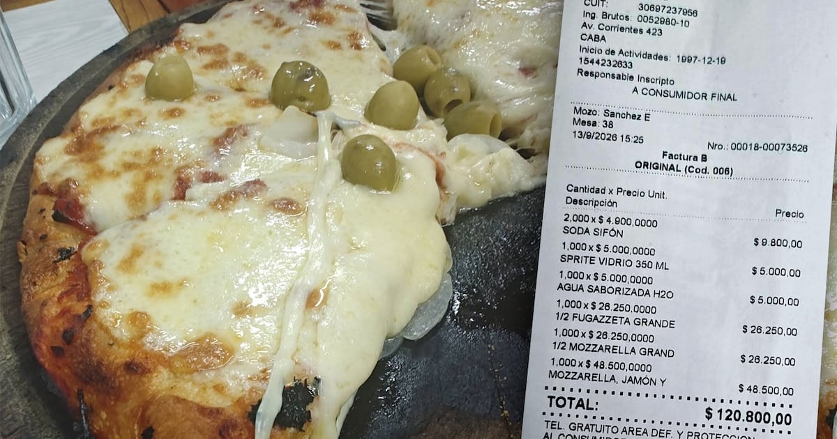 Una salida a El Cuartito en septiembre: $120.800 por pizzas y bebidas, con la incógnita de cuántos comensales